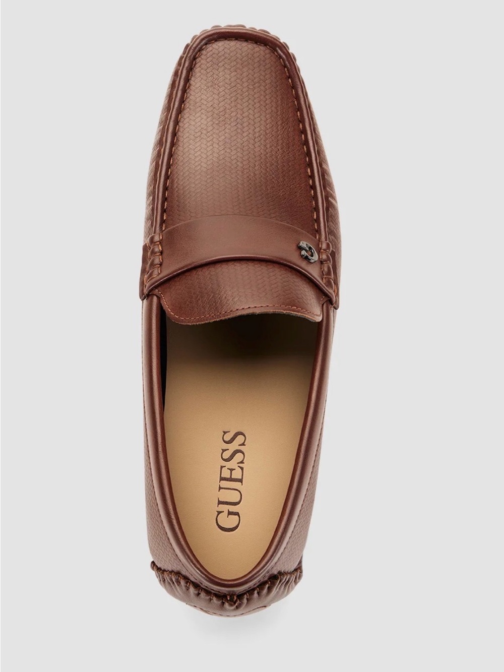 GUESS Men's Brown Leather Slip-On Loafers, size 11, New